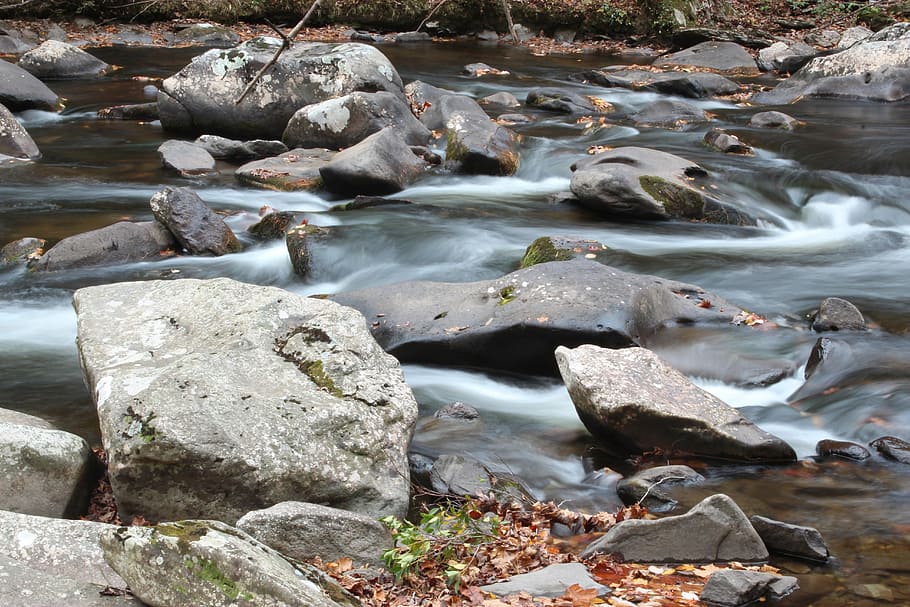 river, water, rocks, riverbed, nature, stream, outdoors, rock - Object, HD wallpaper