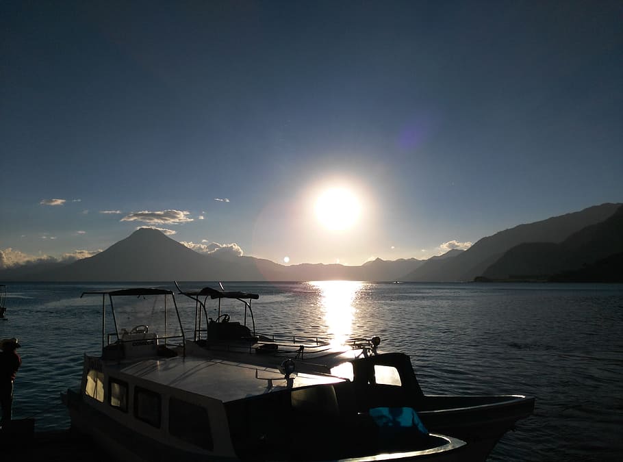 panajachel, solola, guatemala, lake atitlan, water, sky, mountain