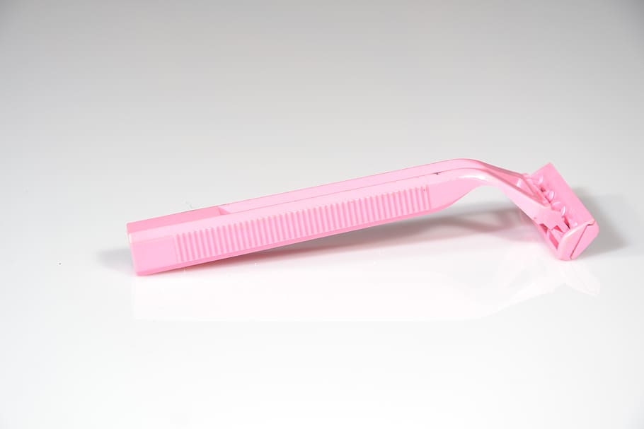 pink shaver on white surface, shaving, hair, pink color, studio shot