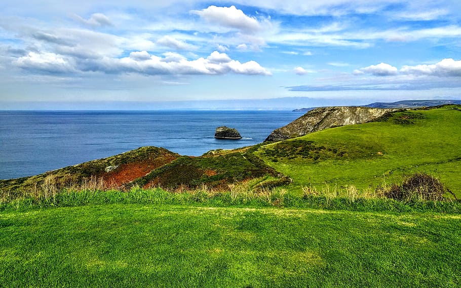 sea, sky, clouds, coast, cornwall, view, horizon, seascape HD wallpaper