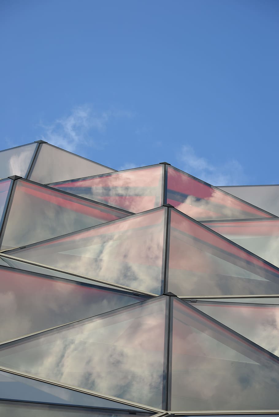 Windows, Reflection, Clouds, Sky, Blue, blue sky, geometry HD wallpaper
