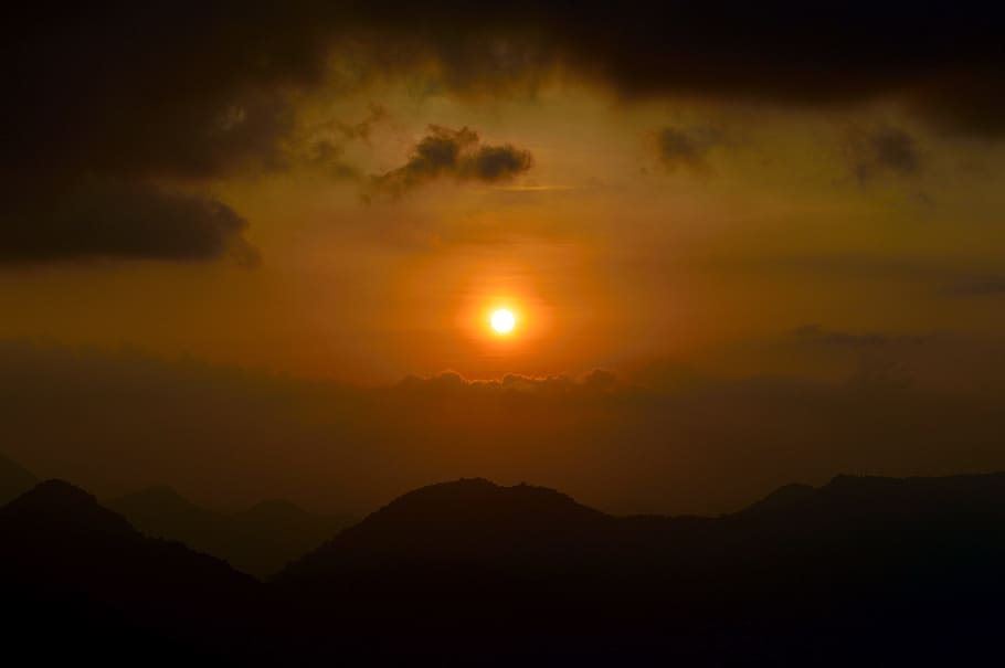 Sunset, Landscape, Mountains, Romantic, landscape mountains HD wallpaper