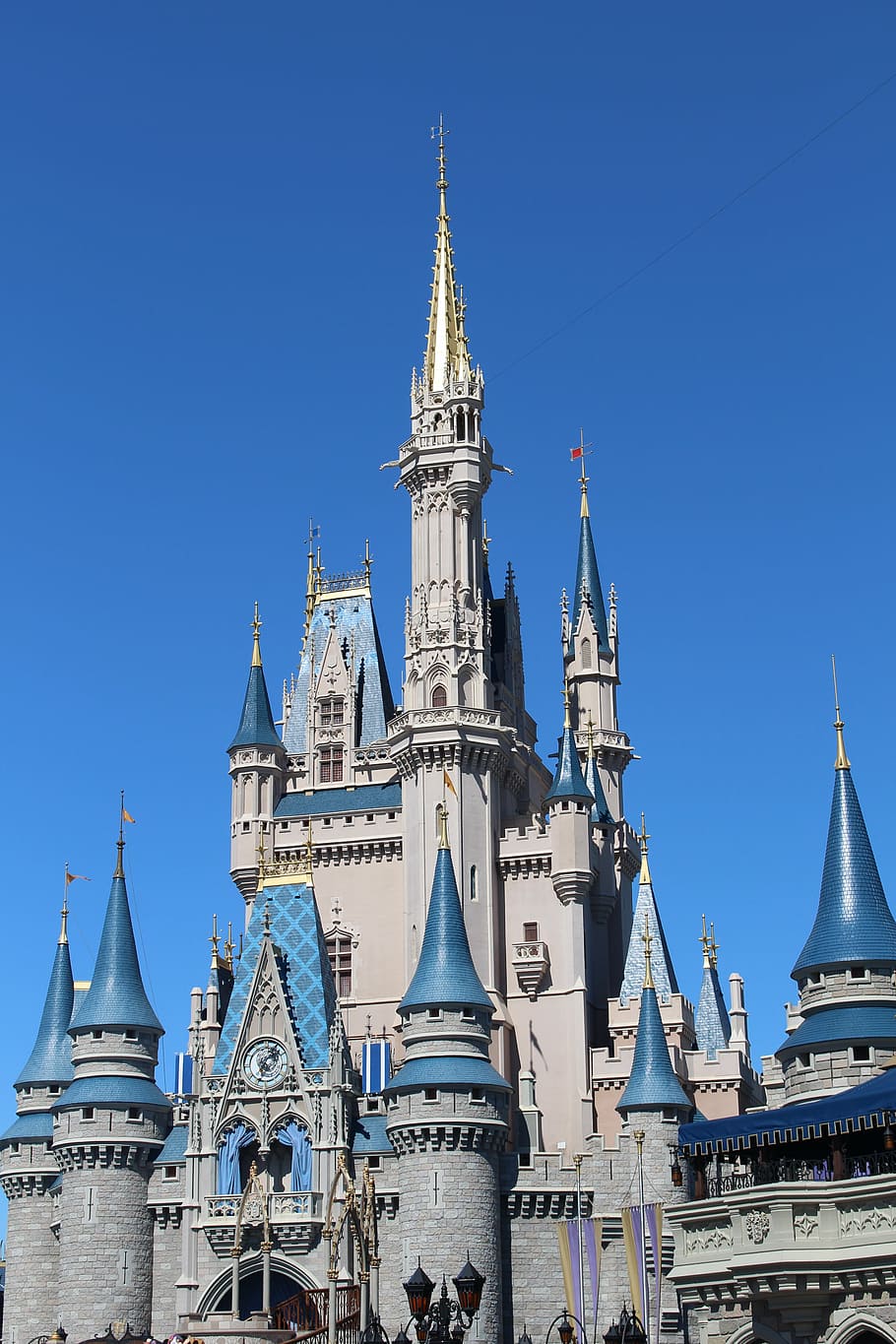 white and blue castle, disney world, magic kingdom, florida, orlando, HD wallpaper