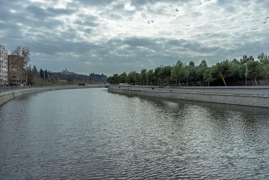 rivera, city, madrid, manzanares, bridge, europe, landscape HD wallpaper