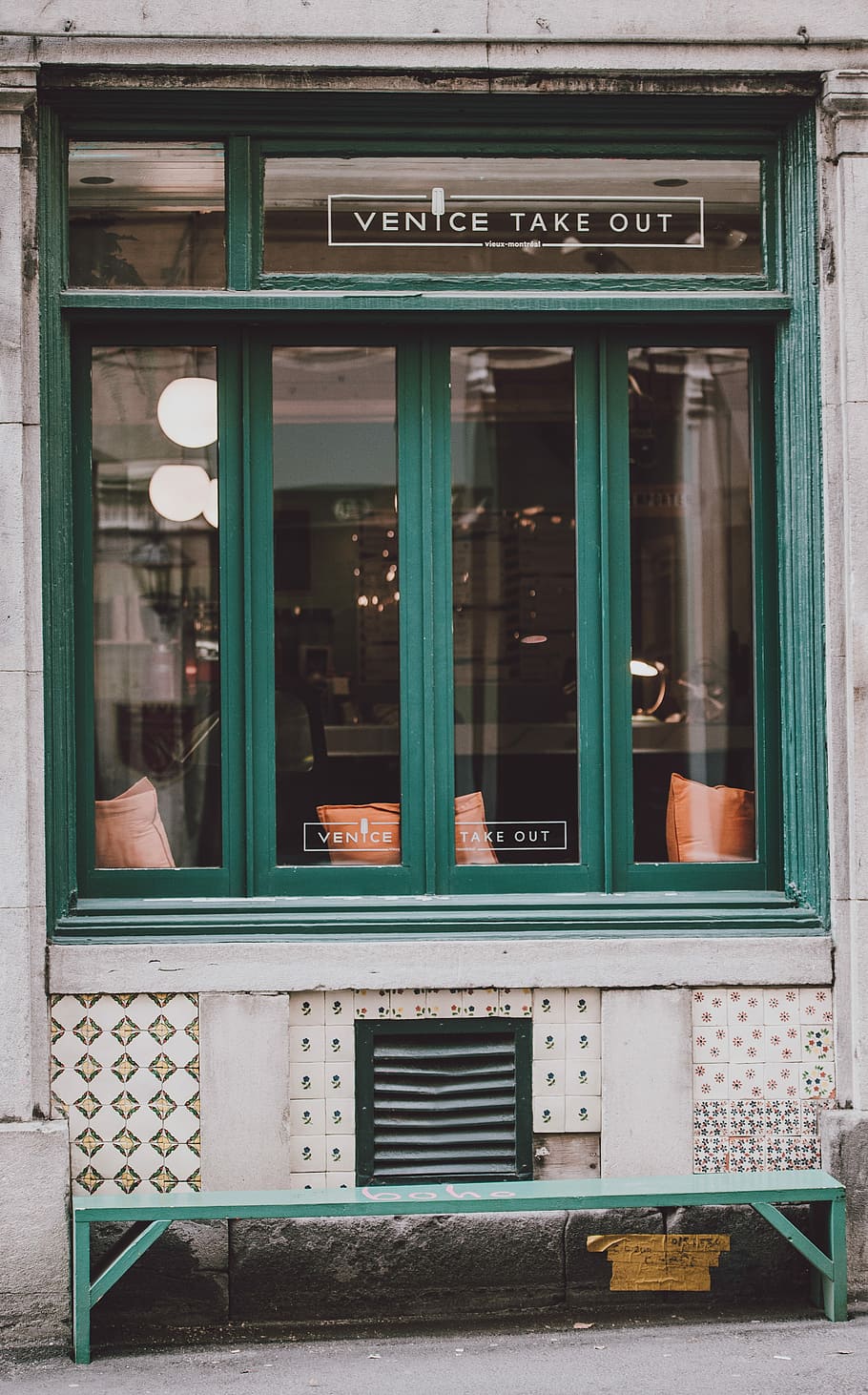 Venice Take Out, green Venice windowpane, doorway, restaurant HD wallpaper