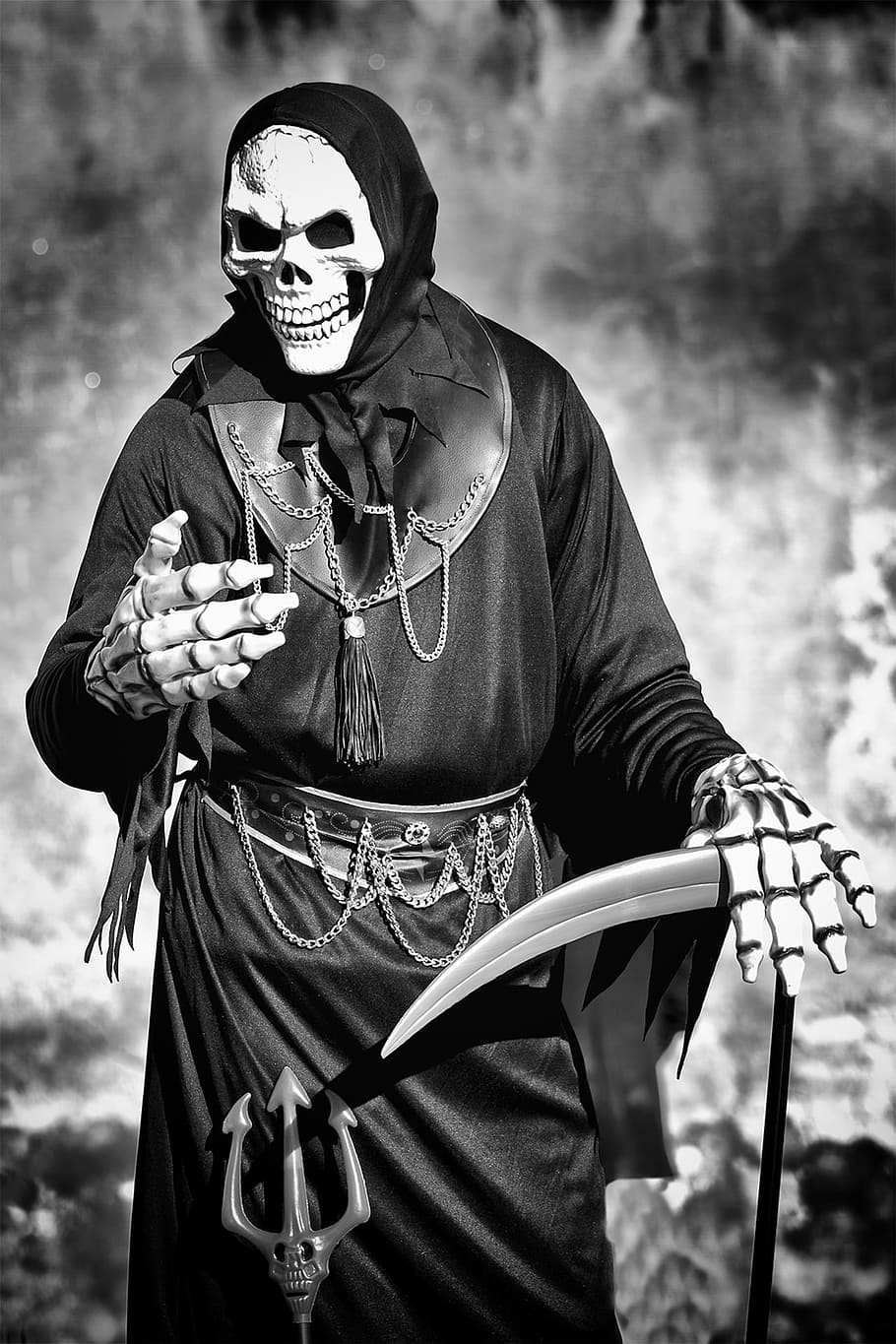 costume, death, morals, masks, disguise, scythe, skeleton, skull, HD wallpaper