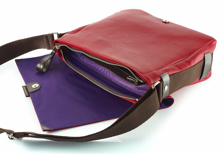 bag, red, leather, education, luggage, white background, no people HD wallpaper