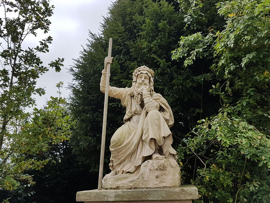 statue, stone, monument, sculpture, tree, art and craft, plant HD wallpaper