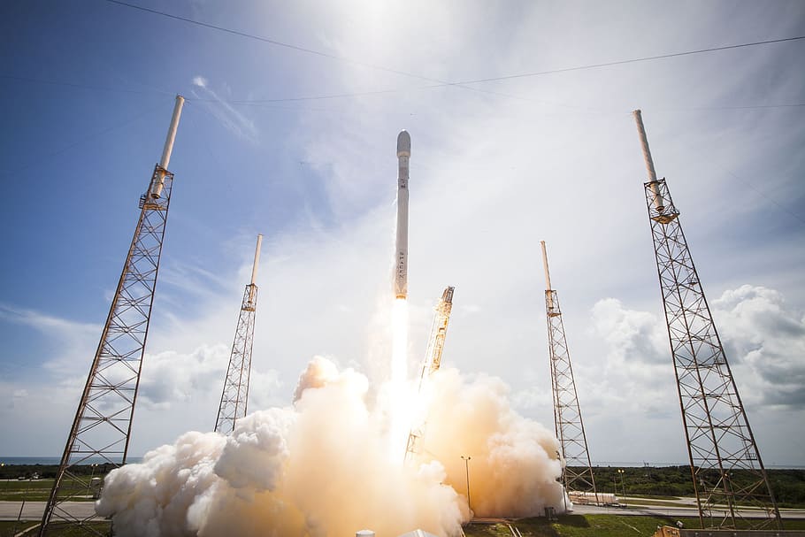 photo of rocket launching, spacex, lift-off, flames, propulsion, HD wallpaper