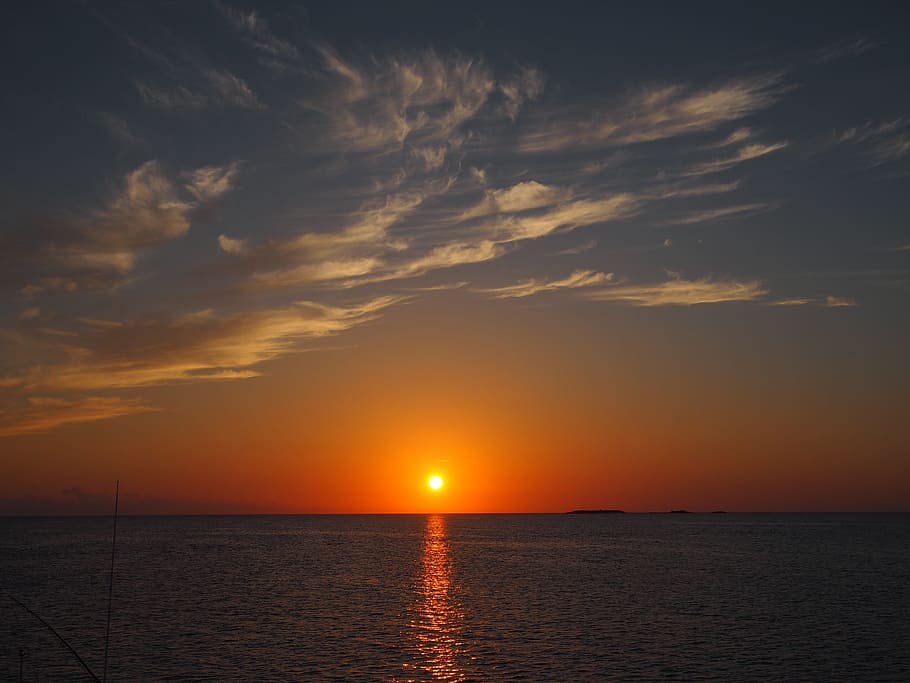 body of water in sunset, Ocean, Water, Sea, Nature, sky, sunrise HD wallpaper