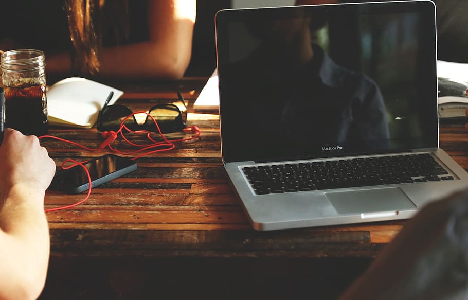 MacBook Pro on table, startup, start-up, notebooks, creative HD wallpaper