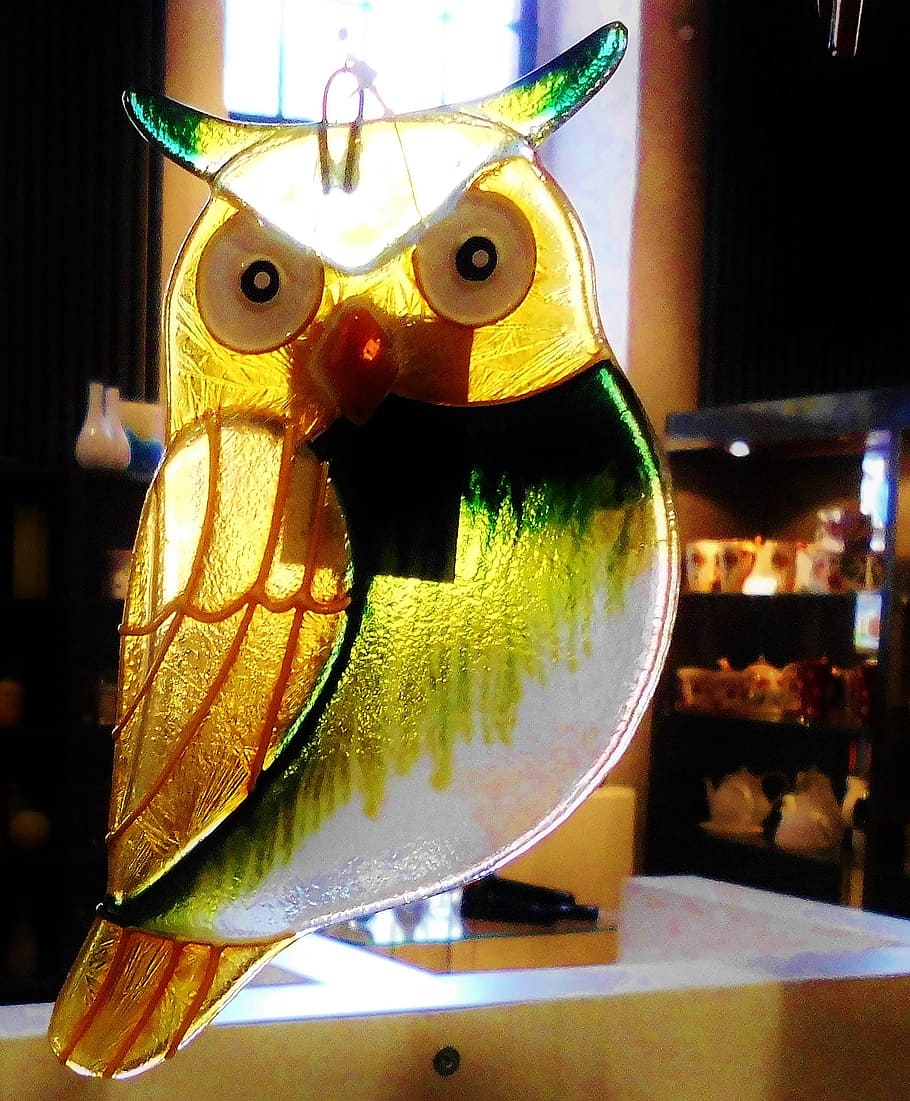 glass, windowing, eagle owl, hand labor, art, transparent, glassworks HD wallpaper