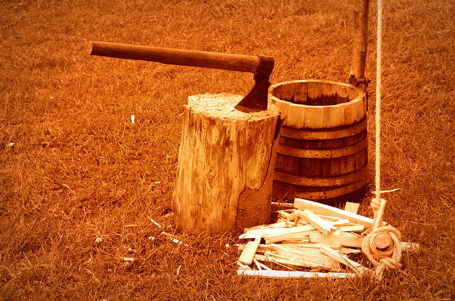 viking, axe, wood, b, cases, woodworks, middle ages, log, tree trunks HD wallpaper