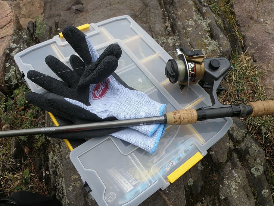 Fishing Rod, Tackle Box, glove, nature, water, river, sport