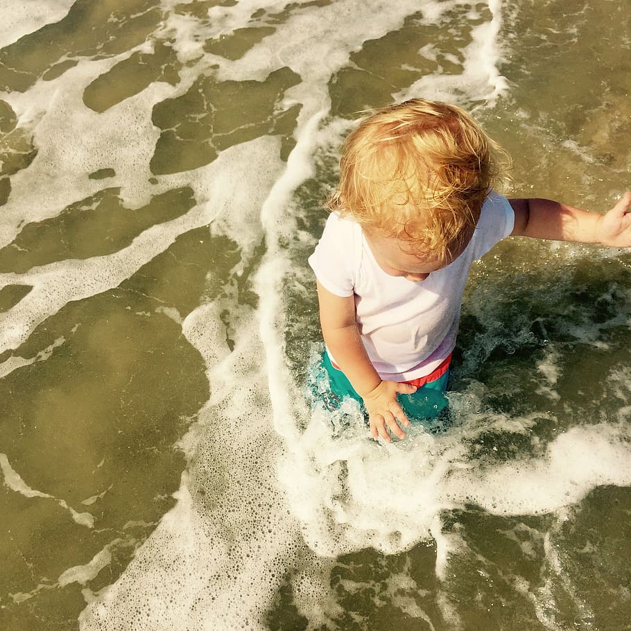 kid, summer, beach, splashing, water, sea, child, outdoors HD wallpaper