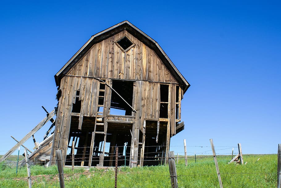 brown wooden shack in field, Old Barn, Prairie, Rustic, landscape HD wallpaper