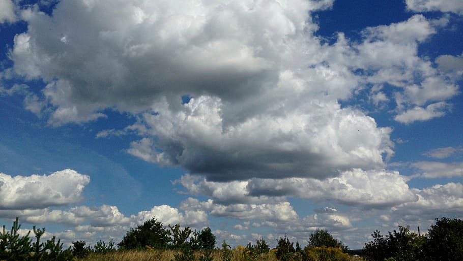 sky, clouds, glomerulus, blue sky, rams, landscape, nature HD wallpaper