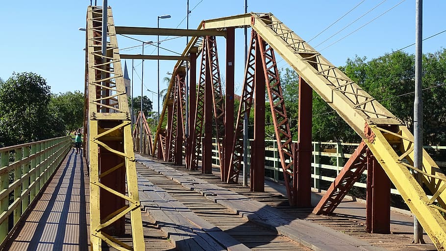 bridge, yellow, wood, bridge - Man Made Structure, architecture HD wallpaper