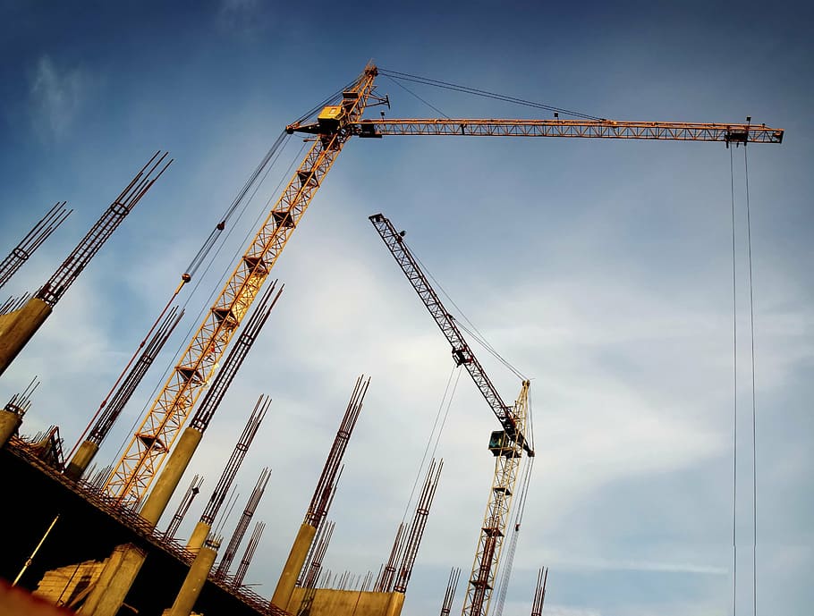 construction, crane, work, machinery, crane - construction machinery HD wallpaper