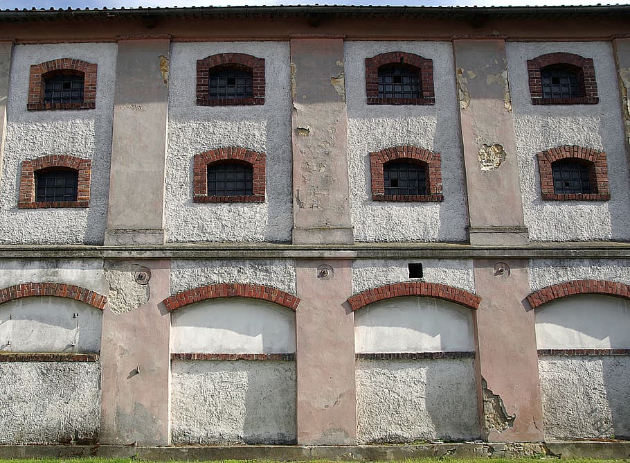granary, building, farm, wall, the window, tall, old, brick