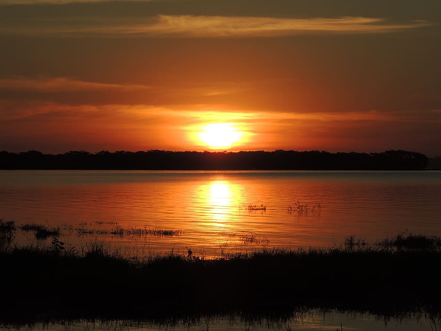 sunset, sol, landscape, beauty in nature, water, sky, tranquility HD wallpaper