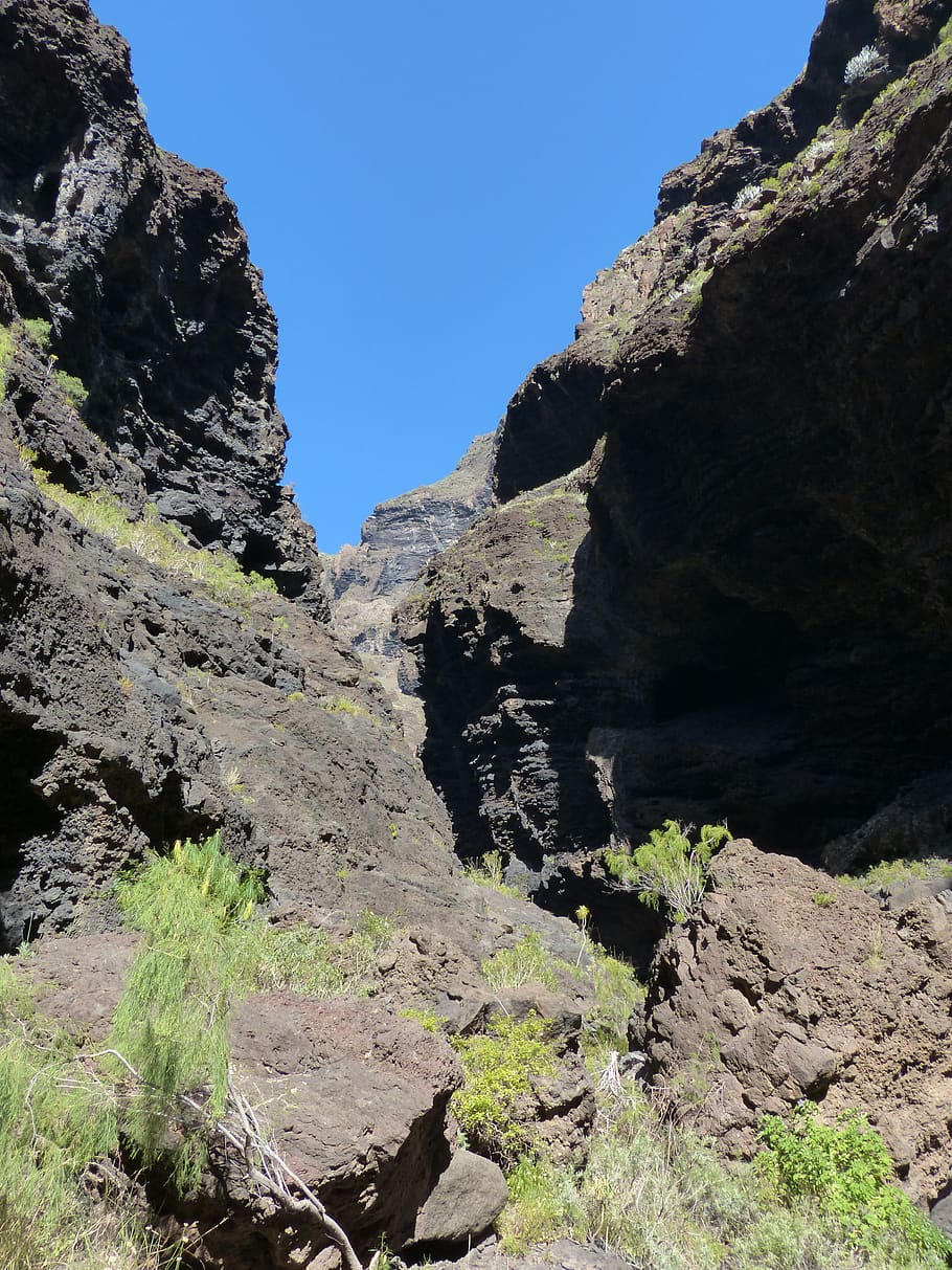 masca ravine, rock, gorge, hike, tenerife, canary islands, mountains, HD wallpaper