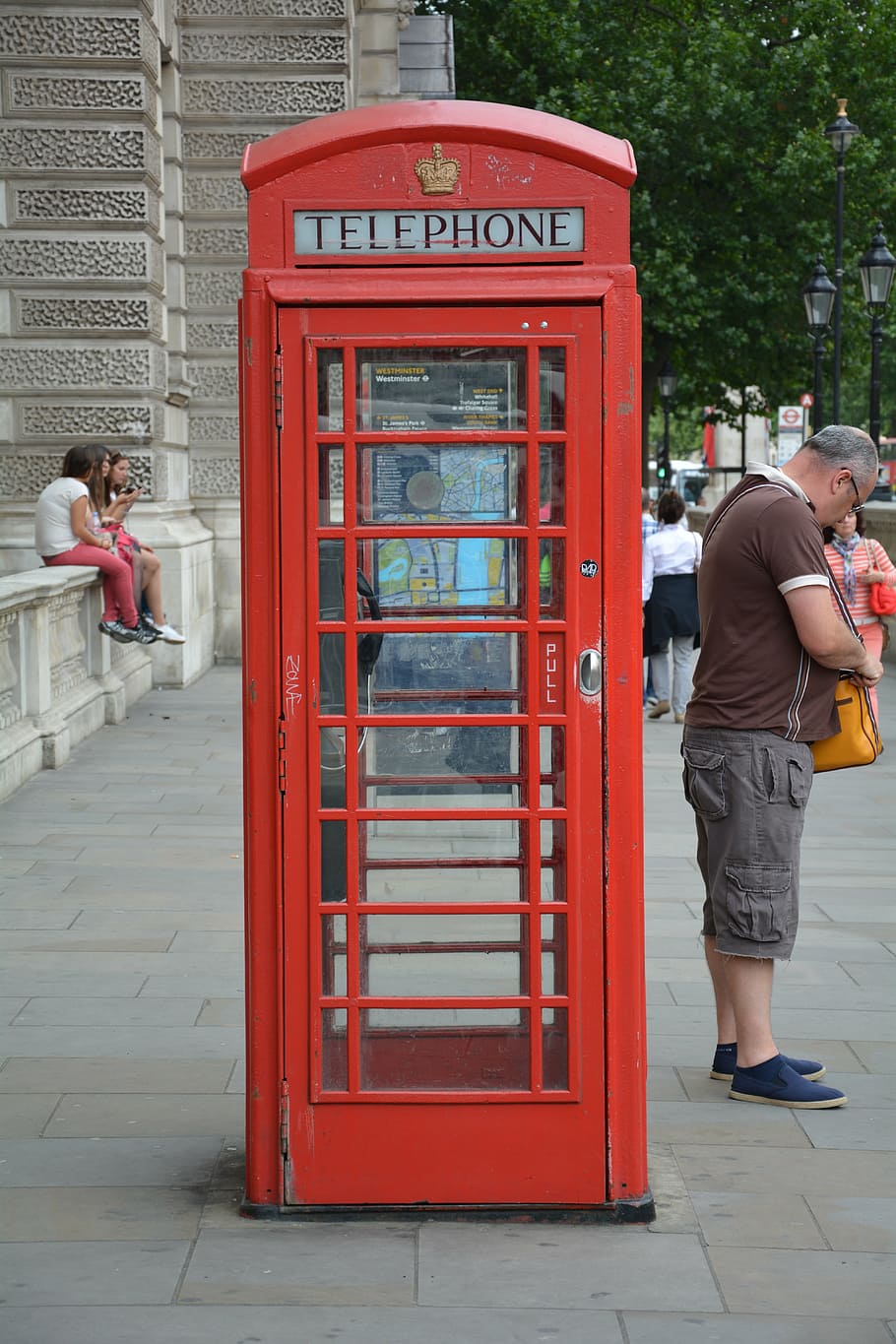 man standing near red Telephone booth, telephone house, london, HD wallpaper