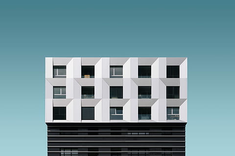 white and black buildin, white painted building clip art, sky HD wallpaper