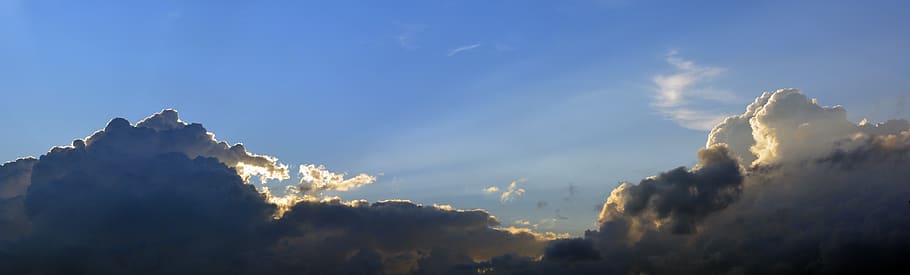 sky, clouds, dark clouds, blue, clouds form, covered sky, evening sky HD wallpaper