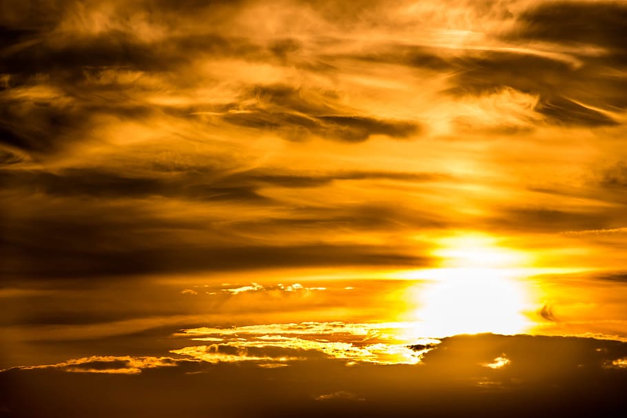 Sunset, Clouds, abendstimmung, sky, setting sun, afterglow HD wallpaper