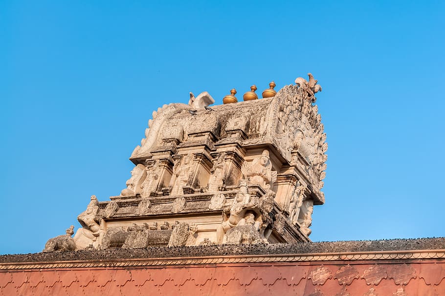 temple in vrindavan, top, decoration, building, architecture, HD wallpaper