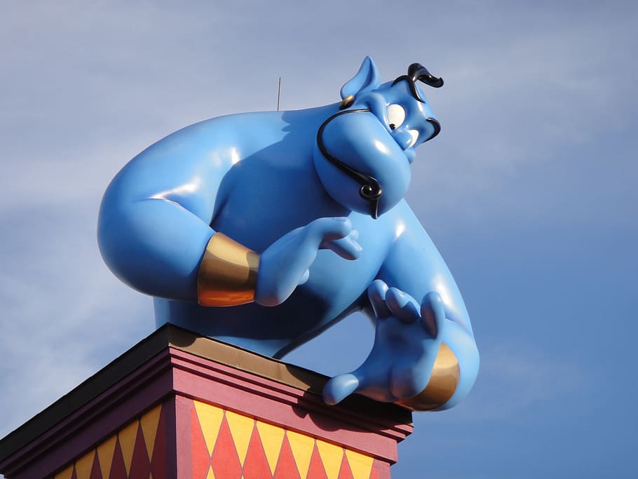 Genie from Aladdin, orlando, florida, cartoon, character, sky, HD wallpaper