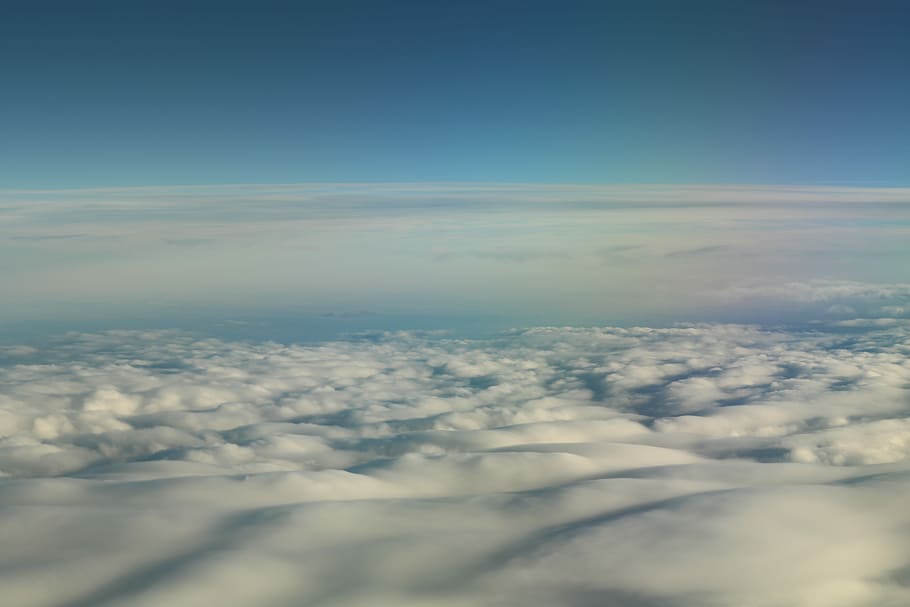 aerial photography of sea clouds, party clouds, blue, sky, meteorology HD wallpaper