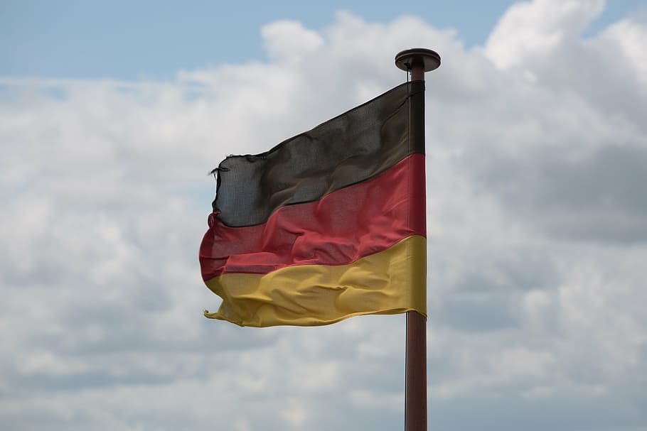 waving flag of Germany, german flag, black red gold, flutter, HD wallpaper