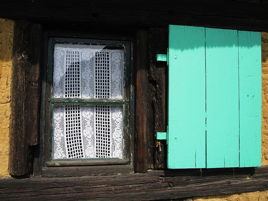 brown wooden window, klappladen, shutter, historically, old HD wallpaper