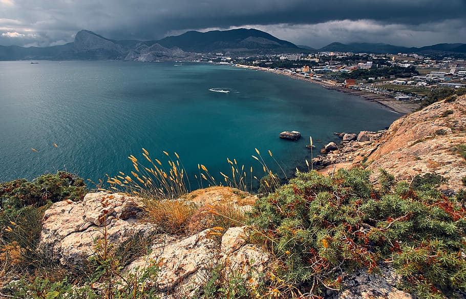Crimea, Black Sea, Mountains, Nature, landscape, thunderstorm, HD wallpaper