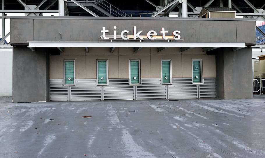 ticket booth, sign, tickets, sell, sporting event, football
