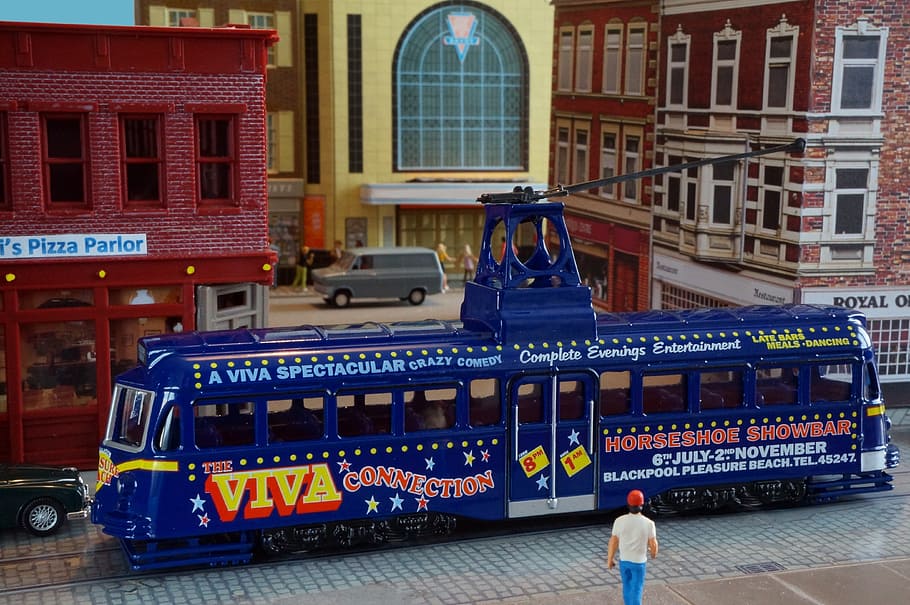 model train, model railway, tram, blackpool, england, diorama HD wallpaper