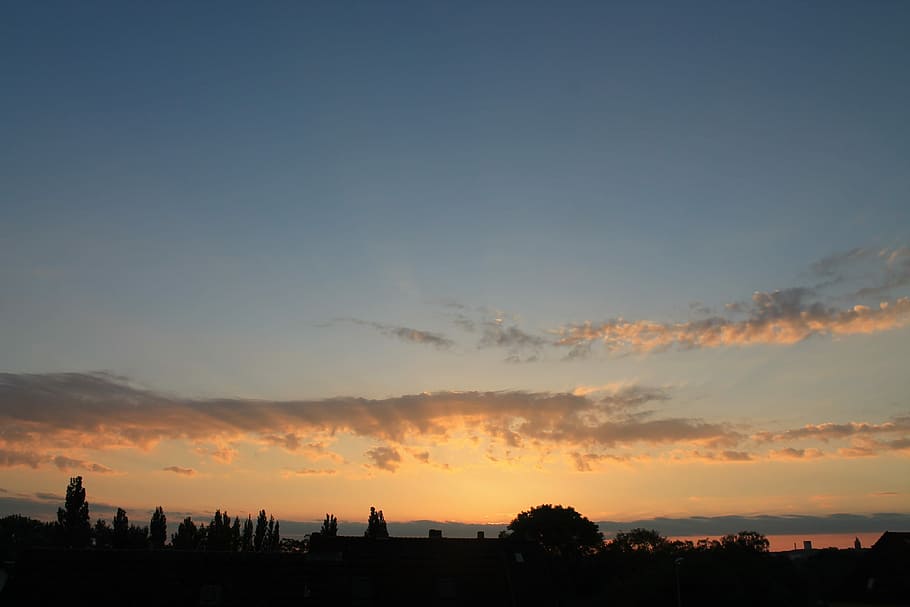 Sky, Evening, Clouds, Sunset, evening sky, silhouette, scenics HD wallpaper