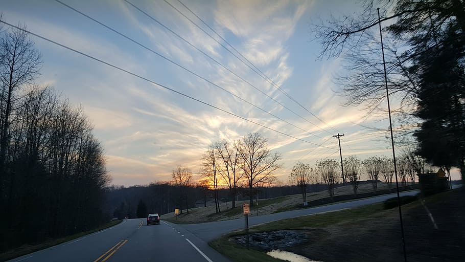 cloud, sky, dusk, highway, tree, road, transportation, cloud - sky HD wallpaper