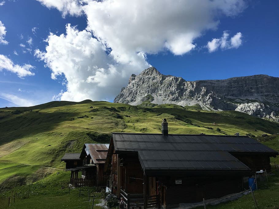 Mountains, Landscape, Clouds, sky, alpine, hiking, cloud - sky HD wallpaper