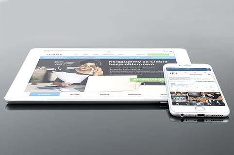 silver iPhone 6 on white iPad, mockup, psd, mobile, web design HD wallpaper