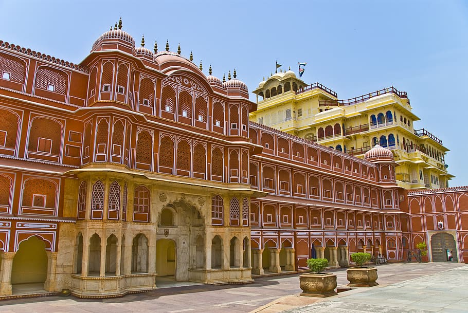 brown concrete building at daytime, india, jaipur palace, rajasthan