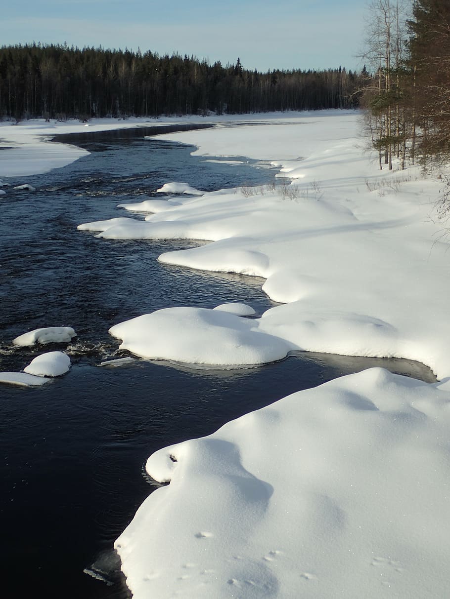 river, finland, snow, cold temperature, winter, tranquility HD wallpaper