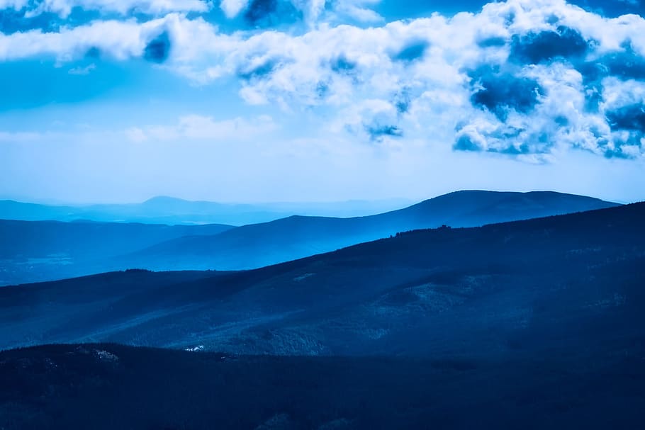 mountain and clouds during daytime, sunrise, sky, mountains HD wallpaper