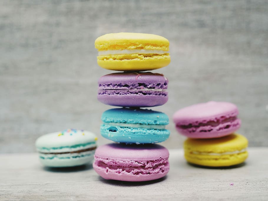 French macarons, color, colorful, colors, cookie, dessert, france, HD wallpaper