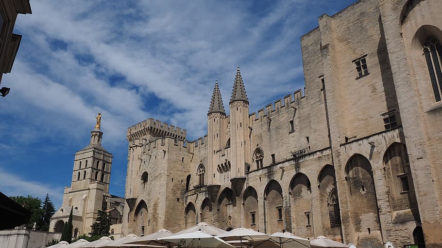 city, sky, france, landmark, ancient, arches, architecture, avignon HD wallpaper