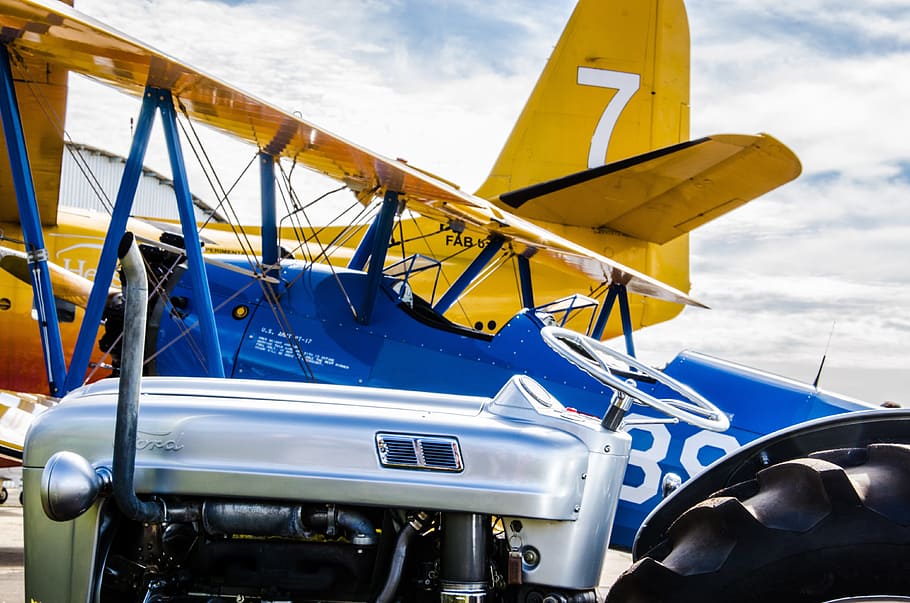 Tractor, Plane, Steering Wheel, transportation, no people, outdoors HD wallpaper