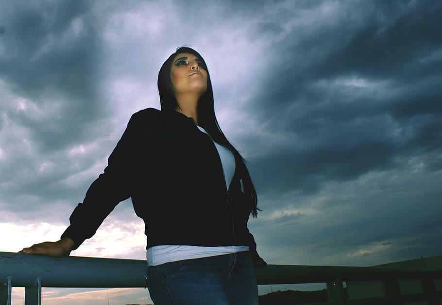 sky, outdoors, nature, cloud - sky, one person, three quarter length HD wallpaper