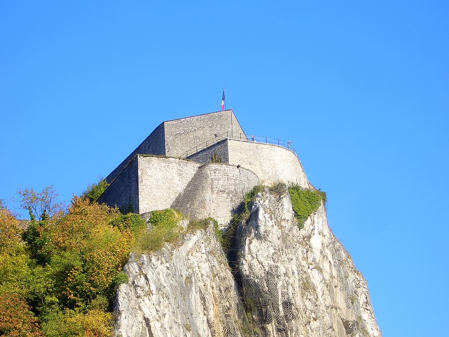 dinant, fortress, belgium, rock, old, architecture, clear sky, HD wallpaper